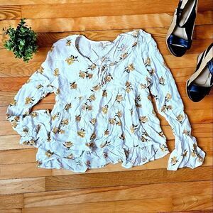 Altar'd state  Floral Print Women's Top - White and Yellow